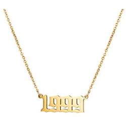 Joycuff Birthday Year Necklace for Women 18K Gold Plated Stainless Steel Birth Year Number Pendant Necklace Memorable Anniversary Jewelry for Girls