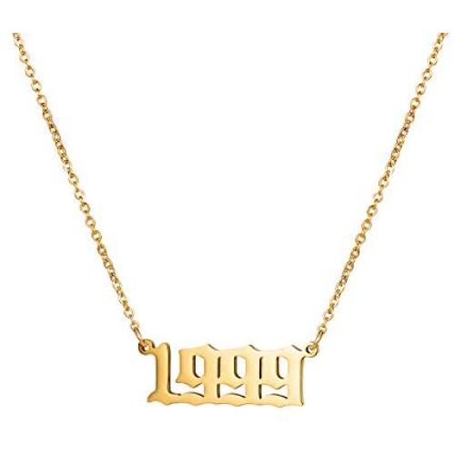 Joycuff Birthday Year Necklace for Women 18K Gold Plated Stainless Steel Birth Year Number Pendant Necklace Memorable Anniversary Jewelry for Girls