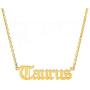 Crazy Feng Zodiac Sign Necklaces for Women Constellation Necklace Astrology Jewelry Old English Necklace 18k Gold Plated Friendship Necklace Jewelry Gift 14.2+2.75''