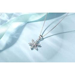 Silver Snowflake Jewelry Set for Women, 925 Sterling Silver Snowflake Stud Earrings & 45cm Necklace Pendant Set, with White AAA Cubic Zirconia, Perfect Christmas Gift for Ladies Girls