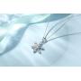 Silver Snowflake Jewelry Set for Women, 925 Sterling Silver Snowflake Stud Earrings & 45cm Necklace Pendant Set, with White AAA Cubic Zirconia, Perfect Christmas Gift for Ladies Girls