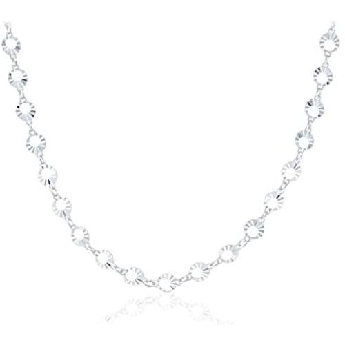 Michael Zweig Sterling Silver Diamond Cut Graduated Round Link Necklace
