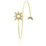 YouU 2 Pcs Boho Simple Metal Women Upper Arm Bangle Bracelet Star Moon Open Cuff Armband Armlet Jewelry Gold with Storage Box