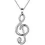 Heart Music Note Treble Clef and Bass Clef Necklace for Women Girls 925 Sterling Silver/Black/18K Gold Plated Music Lovers Necklace Music Symbol Jewelry for Mom