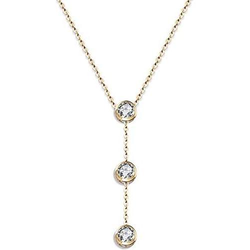 Jude Jewelers Stainless Steel Cubic Zircon Solitaire V Shape Chain Collar Necklace