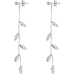 SLUYNZ 925 Sterling Silver Droplet Threader Earrings Chain for Women Teen Girls Olive Leaves Dangle Earrings