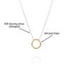 Gold Filled Sun on a 925 Sterling Silver Chain, Circle Full Moon Orbit Pendant on a Layered Necklace Double Circle Open Circle Generations Interlocking Infinity Hammered Pendant Dainty 14K Goldfilled Minimalist Simple for Mother Daughter Sister Granddaugh