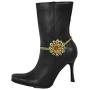 TFJ Women Western Fashion Jewelry Boot Bracelet Gold Metal Chain Shoe Anklet Brown Flower Bling Charm