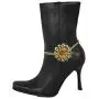 TFJ Women Western Fashion Jewelry Boot Bracelet Gold Metal Chain Shoe Anklet Brown Flower Bling Charm