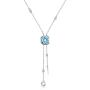 AOBOCO Y Necklace Sterling Silver Lariat Necklace with Swarovski Crystal,Fine Jewelry Gift for Women Girls