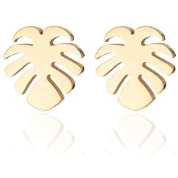 Simple Stainless Steel Monstera Leaves Stud Earring for Women and Mens Punk Tropical Jewelry Gifts