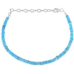 Neon Apatite Bracelet, Neon Apatite Jewelry Bracelet, Rondelle Faceted Dainty Natural Blue Apatite Beads Jewelry, Beaded Bracelet