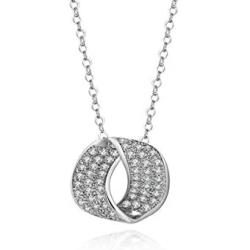 FANCIME Rose/White Gold Plated Cubic Zirconia Necklace Halo Simulated Diamond/Created Blue Sapphire Elegant Jewelry for Women Girls Mother