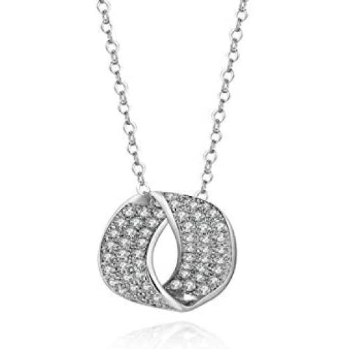 FANCIME Rose/White Gold Plated Cubic Zirconia Necklace Halo Simulated Diamond/Created Blue Sapphire Elegant Jewelry for Women Girls Mother