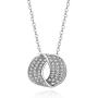 FANCIME Rose/White Gold Plated Cubic Zirconia Necklace Halo Simulated Diamond/Created Blue Sapphire Elegant Jewelry for Women Girls Mother