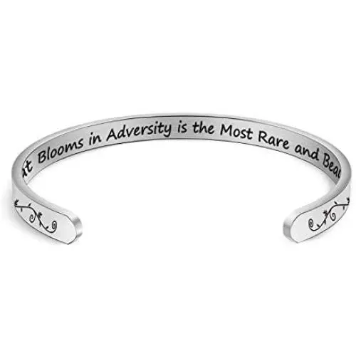 G-Ahora Inspiration Mulan Quote Cuff Bracelet The Flower That Blooms in Adversity is The Most Rare and Beautiful of All Princess Bracelet Jewelry