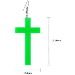 3 Pairs Women Fashion Retro Neon Earrings for 80s Party or Retro Costume Party (Cross Earings)