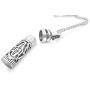 Mezuzah 925 Sterling Silver Hamsa Hand Blessing Necklace With Glass Scroll Inside of Pendant on Long Rolo Chain Designed for Men, Women, Boys, Girls Judaic Jewelry