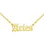 2Pcs Old English Zodiac Necklaces, 18K Gold Silver 12 Constellation Pendant Necklace for Women Girls, Horoscope Astrology Letter Necklace Birthday Gift