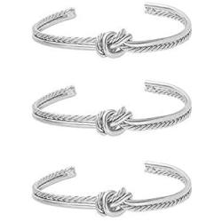 MANZHEN Simple Knot Love Knot Bangle Adjustable Open Cuffs Bracelet for Women Tie The Knot Bangle