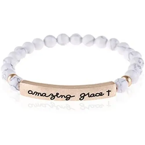 Inspirational Message Prayer Beaded Bracelet - Christian Bible Cuff Blessed, Faith, Love, Hope Natural Stone Bead Stretch Strand Bangle Inspirational Message Prayer Beaded Bracelet - Christian Bible Cuff Blessed, Faith, Love, Hope Natural Stone Bead Stretch Strand Bangle