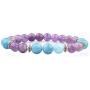 GVUSMIL Amethyst & Aquamarine Beads Stretch Bracelet Healing Crystals Beaded Stone Natural Bangle for Women