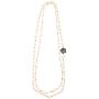 Fashion Jewelry Designer Bridal and Chic Long Imitation Pearl Clover Flower Strand Necklace for Women