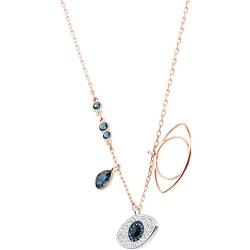 SWAROVSKI Crystal Duo Evil Eye Rose Gold-Plated Necklace