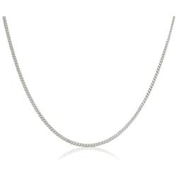 Pori Jewelers Genuine Platinum 950 Solid Diamond Cut Cuban/Curb Chain Necklace -0.8mm Thick