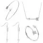 4pcs Arrow Pendant Necklace Bracelet Bangle Dangle Earrings Adjustable Mid Finger Rings for Women Dainty Jewelry Set
