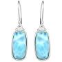 Solid 925 Sterling Silver Natural Larimar Dangle Earrings 1.50''