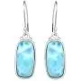 Solid 925 Sterling Silver Natural Larimar Dangle Earrings 1.50'' Solid 925 Sterling Silver Natural Larimar Dangle Earrings 1.50''