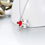 ROMANTIC WORK Lesbian Couples Gifts 2 Pcs Sterling Silver Jigsaw Puzzle Piece Necklace Matching Couple Pendant LGBT Jewelry Set for Women Couple Lover Girlfriend