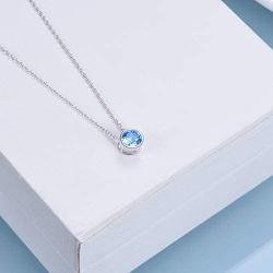 925 Sterling Silver Solitaire Cubic Zirconia Necklace for Women Teen Girls