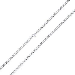 Bling Jewelry 4.5MM Strong Thin Silver Tone Stainless Steel Necklace Figaro Chain for Men for Teen Medium Width 18 20 24 30 inch