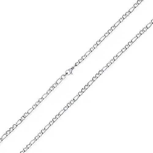 Bling Jewelry 4.5MM Strong Thin Silver Tone Stainless Steel Necklace Figaro Chain for Men for Teen Medium Width 18 20 24 30 inch Bling Jewelry 4.5MM Strong Thin Silver Tone Stainless Steel Necklace Figaro Chain for Men for Teen Medium Width 18 20 24 30 inch