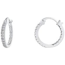 PAVOI 14K Gold Plated 925 Sterling Silver Post Cubic Zirconia Hoop Earrings 30/15mm
