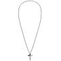 Steve Madden Black Rhodium IP Plated Stainless Steel Diagonal Design Cross Necklace for Men on 26 Inch Box Chain with 2 Inch Extender (Black)