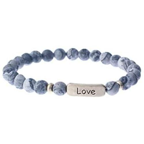 NTLX Christian Bracelets for Women – Love Bracelet – Natural Stone Stretch Prayer Bracelet – Inspirational Message Jewelry - Great Gift