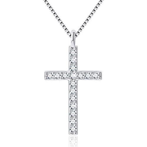 Rhinestones Cross Necklace for Women Teen Girls Black and White Two-sided Cubic Zirconia Pendant with Exquisite Box Dainty Jewelry Valentines Day Gifts for her