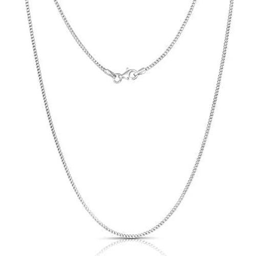 .925 Rhodium Plated Sterling Silver 1mm, 1.5mm, 2mm, 3mm or 3.5mm Franco Chain Necklace