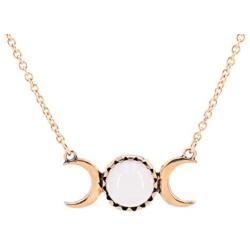 MISS RIGHT Half Crescent Moon Phase Drop Necklace Earrings for Women Fashion, Aesthetic Dainty Opalite Moonstone Dangling Earrings Long Pendant Necklace Triple Goddness Jewelry