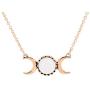 MISS RIGHT Half Crescent Moon Phase Drop Necklace Earrings for Women Fashion, Aesthetic Dainty Opalite Moonstone Dangling Earrings Long Pendant Necklace Triple Goddness Jewelry
