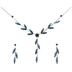 Faship Gorgeous Rhinestone Crystal Floral Necklace Earrings Set