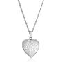 Sterling Silver Engraved Flowers Heart Locket Necklace, 18''