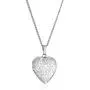 Sterling Silver Engraved Flowers Heart Locket Necklace, 18'' Sterling Silver Engraved Flowers Heart Locket Necklace, 18''
