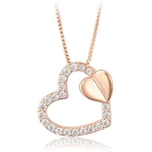 GIRLS/WOMEN/TEEN LOVE HEART NECKLACE/CHOKER/PENDANT Rose Gold Heart Choker Pendant Necklace Birthday Girlfriend ANNIVERSARY Gift for LOVE STYLE ELEGANCE Choker