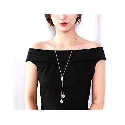 Cathercing Flower Rhinestone Pendant Long Necklace for Women Sweater Chain Statement Necklace Choker Adjustable Elegant Jewelry Accessories Dressy Collocation Winter Evening Party Wedding