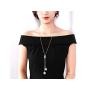 Cathercing Flower Rhinestone Pendant Long Necklace for Women Sweater Chain Statement Necklace Choker Adjustable Elegant Jewelry Accessories Dressy Collocation Winter Evening Party Wedding