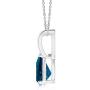 December Birthstone - V-Bale Pear-Shaped London Blue Topaz Solitaire Pendant Necklace in Silver (7x5mm London Blue Topaz)